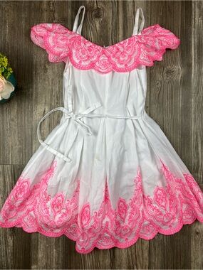 Kate Mack 🌸 Embroidered Tropical Dress Sz 8